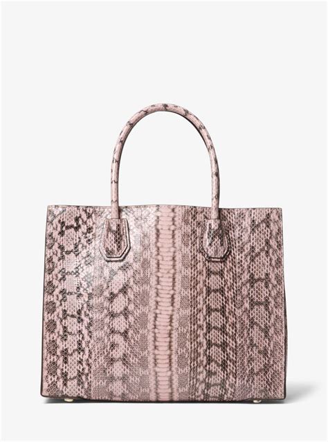 michael kors mercer large snakeskin tote|Michael Kors snakeskin wallet.